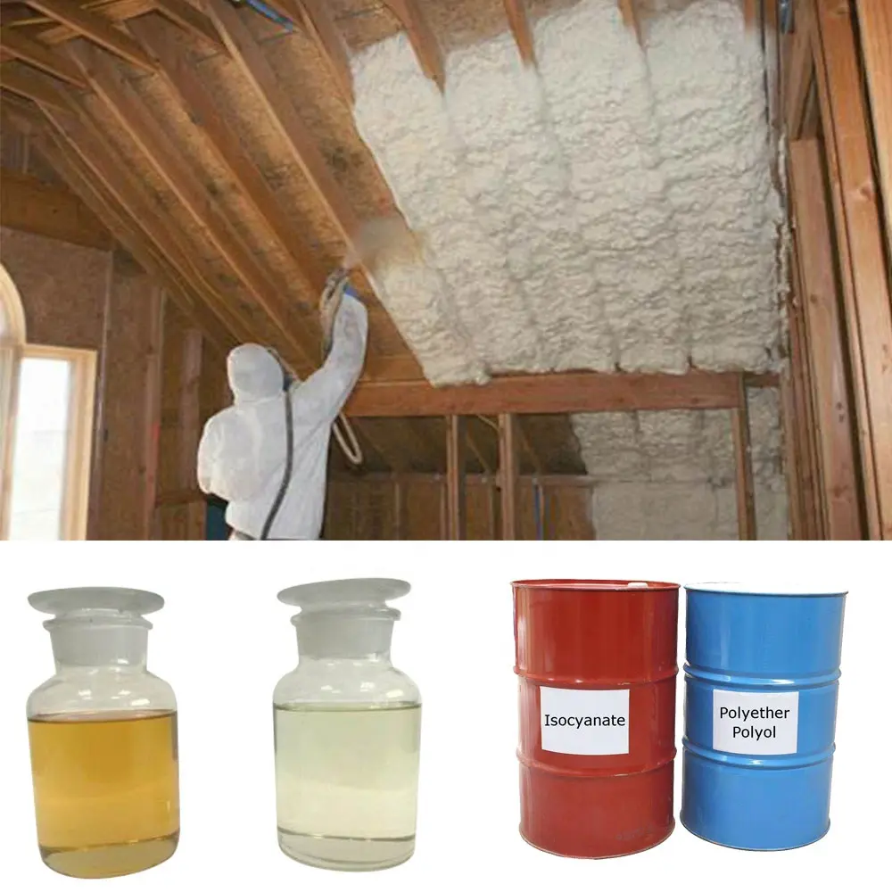 Closed Cell Two Component Polyurethane Spray Foam Insulation Material Poly & ISO A+B Parts Two Drums Package
