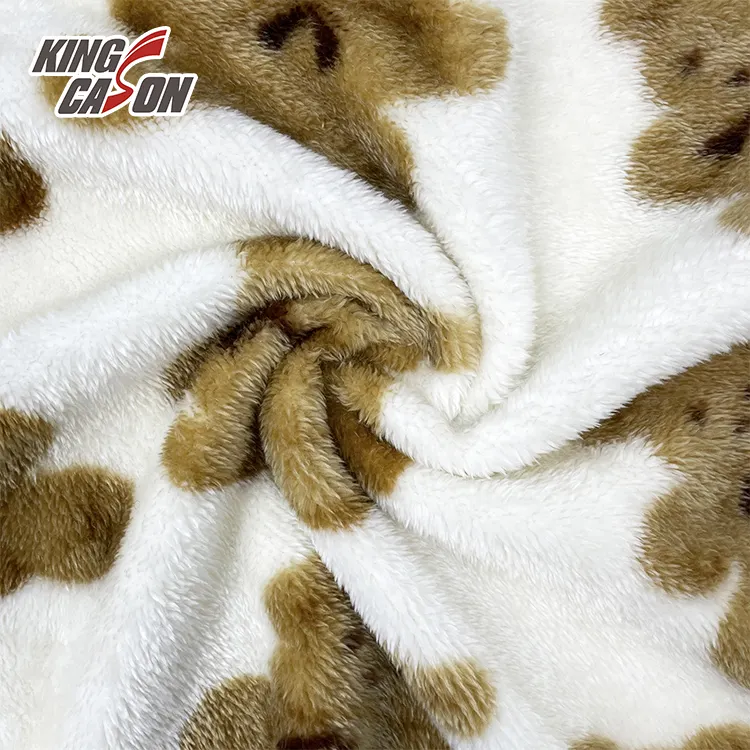 Kingcason China fabbrica 100% poliestere spazzola laterale orso artico Sherpa tessuto in pile per bambini coperta pigiama biancheria da letto