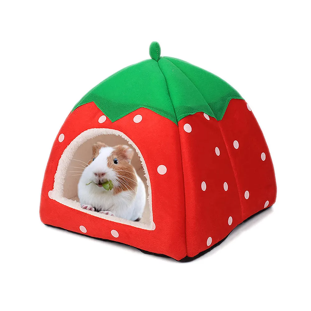 딸기 디자인 럭셔리 기니피그 숨겨진 집 개를위한 빨 진정 애완 동물 침대 액세서리