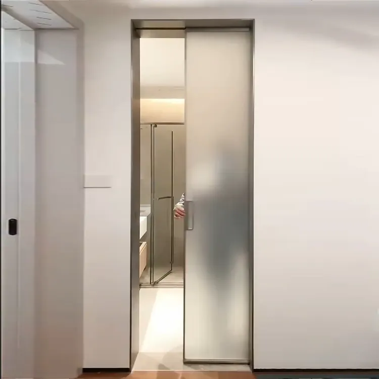 HDSAFE ev apartman otel iç sürgülü cep kapı donanım kiti alüminyum 8mm cam kapi ev cep sürgülü kapı sistemi