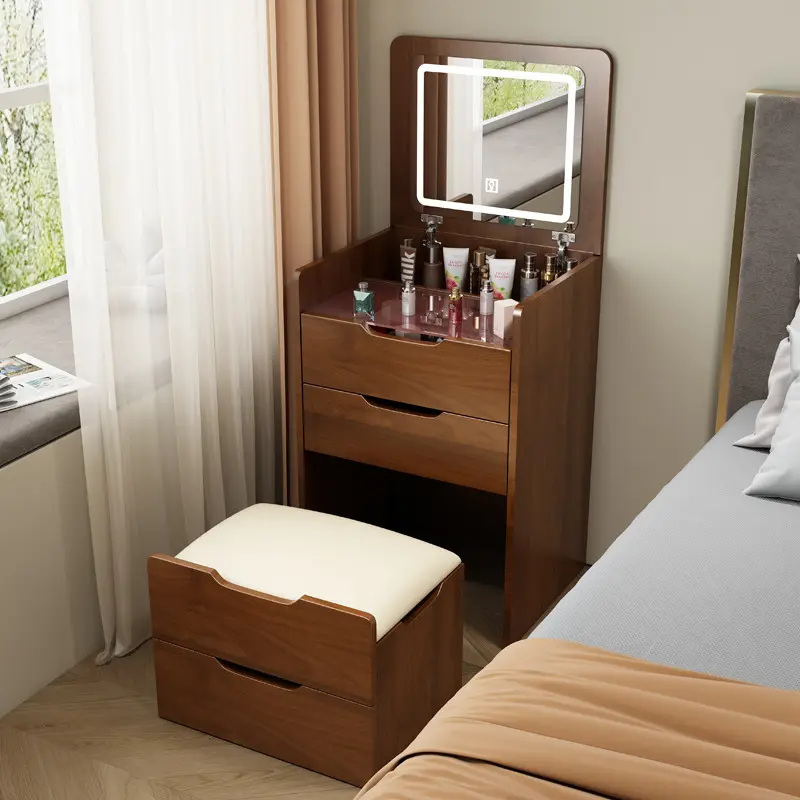 Portable Dressing Table Vanity Desk with Mirror for Small Spaces Makeup Dressing Table with Drawers for Bedroom