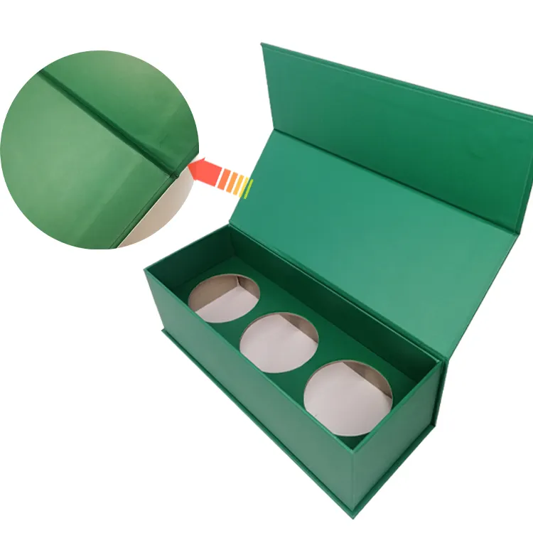 Logotipo personalizado com conjunto de compartimentos de garrafa quadrada de papelão compartimentos caixa de presente verde personalizado