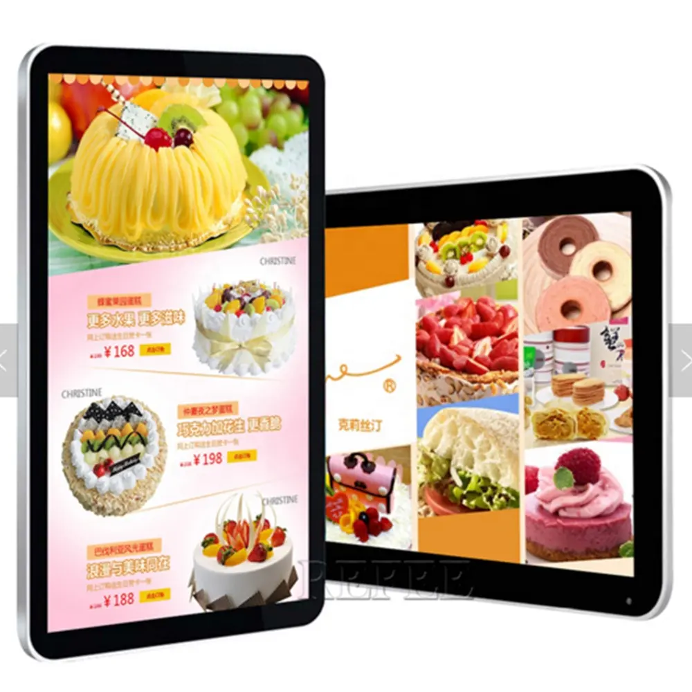 Sunchip, restaurante, e-poster, monitor de tela de mídia, display para propaganda lcd, montado na parede, placa de menu eletrônica, sincronização digital