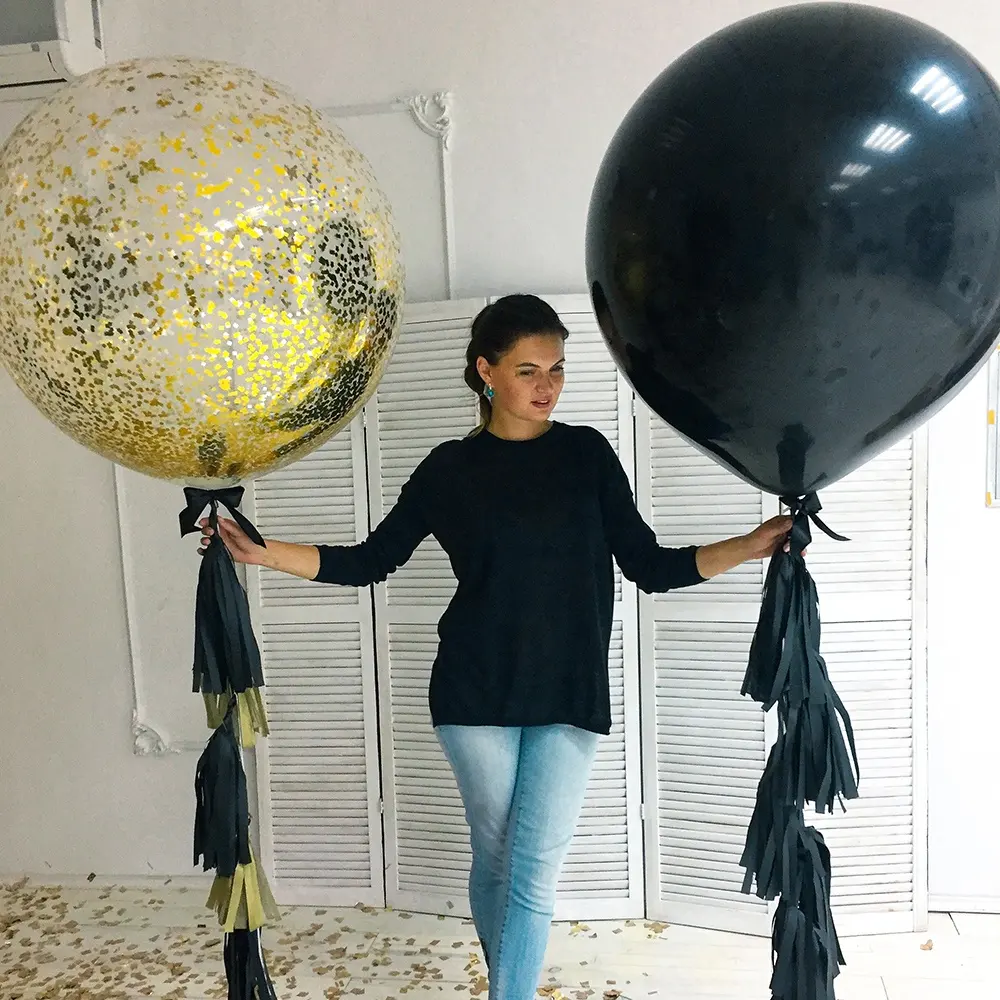 Grande balão bola, 36 polegadas Metallic Latex Orb festa balão decoração Decoração Black Big Balloons gigante
