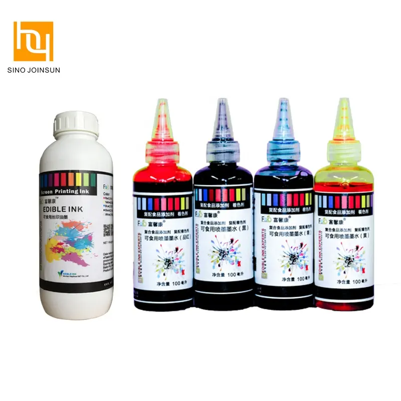 Wholesale 100ML Food grade edible ink for inkjet liquid printers DIY food coloring for cakes decorating