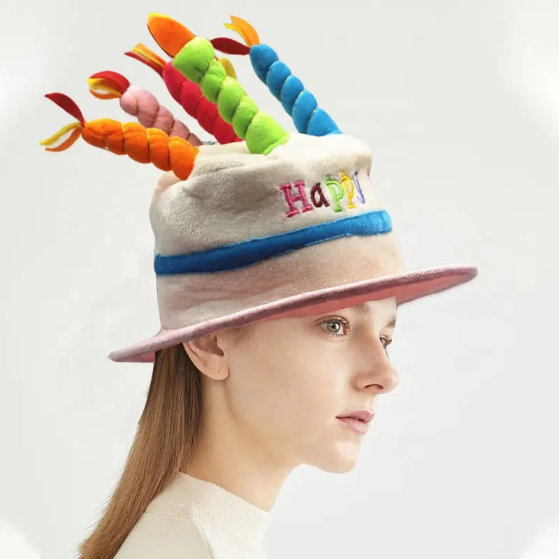 Chapeau de joyeux anniversaire pour adultes, bougies à gâteau rose bleu, chapeau imprimé de lettres, décorations de fête d'anniversaire, chapeau
