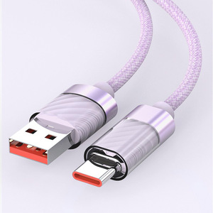 2024 ใหม่สไตล์ไซเบอร์ USB 60W Fast ชาร์จอลูมิเนียมโปร่งใสสีสันสดใสถักสําหรับโทรศัพท์ iOS 15 PRO MAX - Product Image 1
