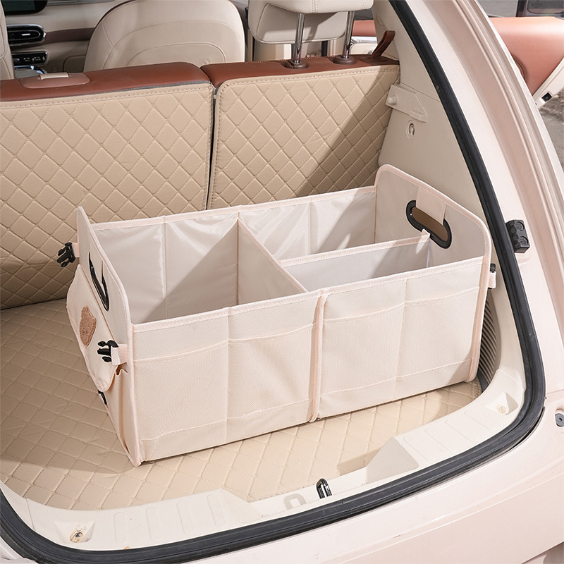 Sac de rangement de coffre beige avec autocollant tête d'ours