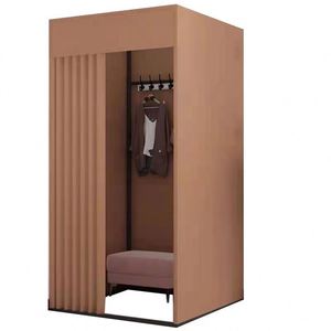 Kelly giyim mağazası değişen oda Metal butik cep uydurma oda perde ile Modern lüks soyunma odaları