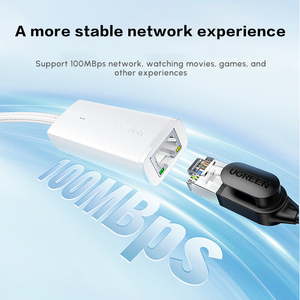 Adaptador UGREEN USB2.0 a Ethernet, adaptador de red de 100 Mbps, carcasa ABS, adaptador de Internet LAN con cable RJ45 para PC portátil - Product Image 2