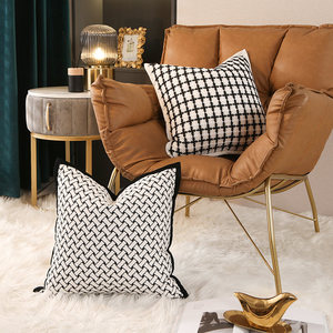 Bantal kotak pola geometris anyaman ramah lingkungan, bantal mewah tahan lama campur lembut halus Modern kontemporer - Product Image 2