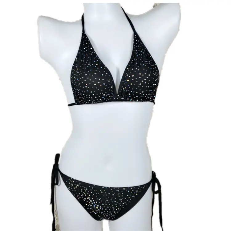 Top En Panty Vrouwen Dames Transparante Sexy Ondergoed Strass Bikini Lingerie Set