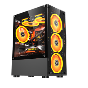 Lovingcool <span class=keywords><strong>2025</strong></span> Double Glowing Circles Factory سعر البيع بالجملة Factory Style New Style Pc Case Mid Tower Gaming <span class=keywords><strong>Computer</strong></span> Case