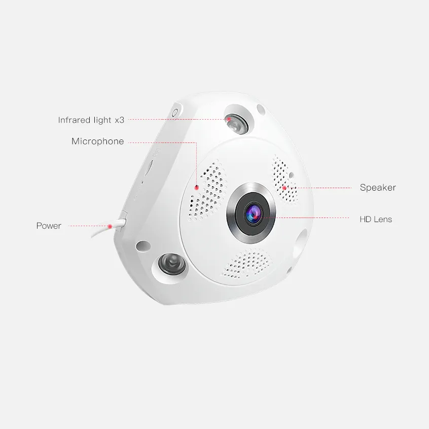 Cámara de seguridad inteligente Full HD para interiores, Monitor panorámico con WIFI, IP, IR, visión nocturna, Audio bidireccional