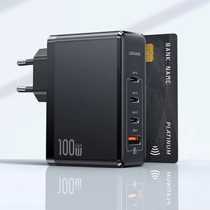 USAMS CC163すべての携帯電話EUプラグ急速充電4ポートマルチポート100WハイパワーUSB-C GaN充電器すべてのアダプター充電器