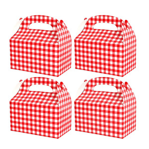 7791 Easy to Fold <strong>Gingham</strong> Pattern Cake Candy Cardboard <strong>Box</strong> with Handles for Birthday Shower Party Cheap Birthday Cake Gift <strong>Box</strong> - Product Image 1