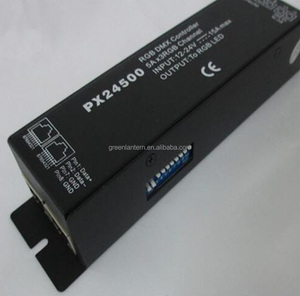 Controlador DMX PX24500 RGB, decodificador de señal Digital DC12-24V, 15A, DMX512, con interfaz de red RJ45, tira de luz LED RGB