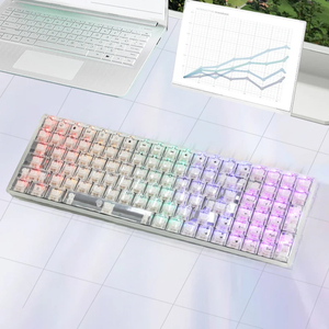 K10 Wired 100 <strong>Keys</strong> RGB Backlit Transparent Keycap Hot Swap Gaming Mechanical USB 3.0 <strong>Keyboard</strong> for Desktop Used - Product Image 1