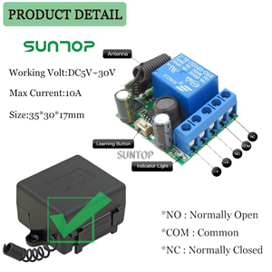 1 canal, 5V, 12V, 24V, código de aprendizaje inalámbrico, interruptor de relé de Control remoto, transmisor y receptor, módulo RF de 433MHz - Product Image 2