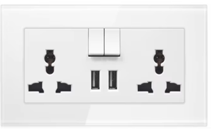 Enchufe de pared multifunción con 2 tomas de corriente CA y puertos USB duales que cargan con interruptor de toma de corriente de pared USB