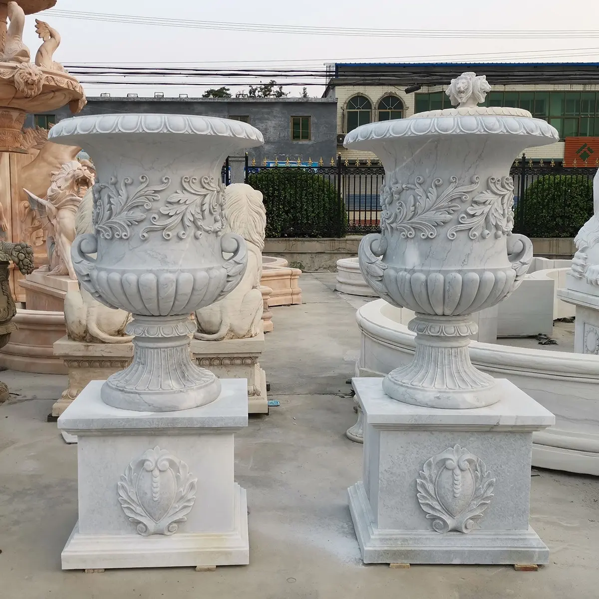 Factory direct supply marble flower urn marble planter stone large planter pot