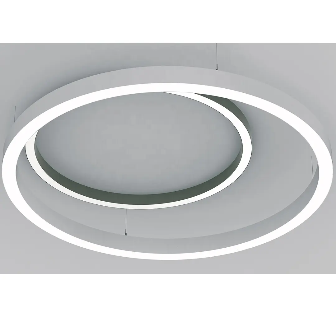 Lámpara de araña lineal antideslumbrante de perfil redondo circular, lámpara de tubo colgante LED para iluminación de oficina/supermercado SP