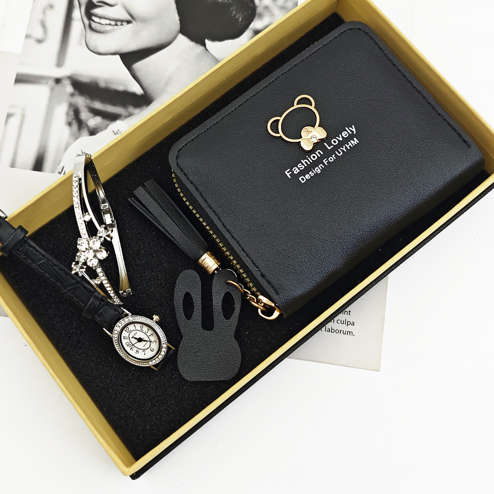 Reloj Black & S + Pulsera + Billetera + Caja de Regalo