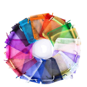 ถุงเส้นด้ายแบบมีเชือกผูกตาข่ายผ้าโปร่งบางสีธรรมดาสำหรับกล่องบรรจุภัณฑ์เครื่องประดับ - Product Image 1