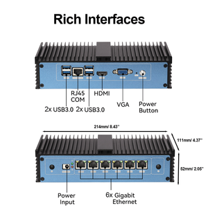 XCY Pfsense Firewall Mini PC Intel Core I7-6500U 6x Intel I211AT LAN Ports Support WiFi 4G SIM Win 10/11 Linux - Product Image 5
