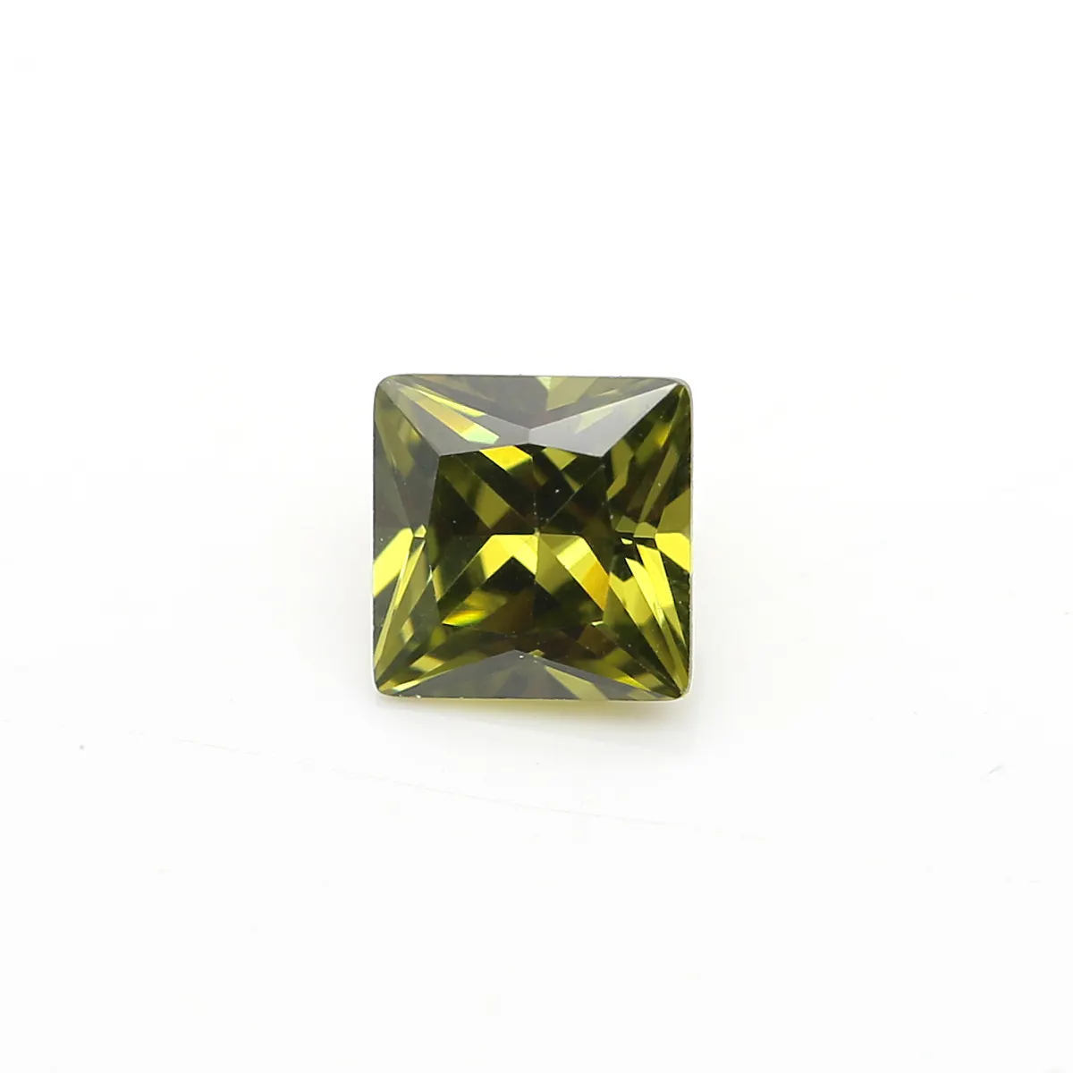 Zirconi quadrati sintetici con pietre preziose verde oliva