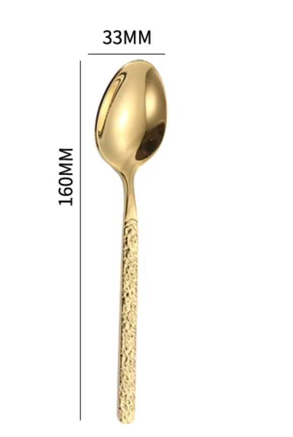 Gold - stone patterned tea spoon