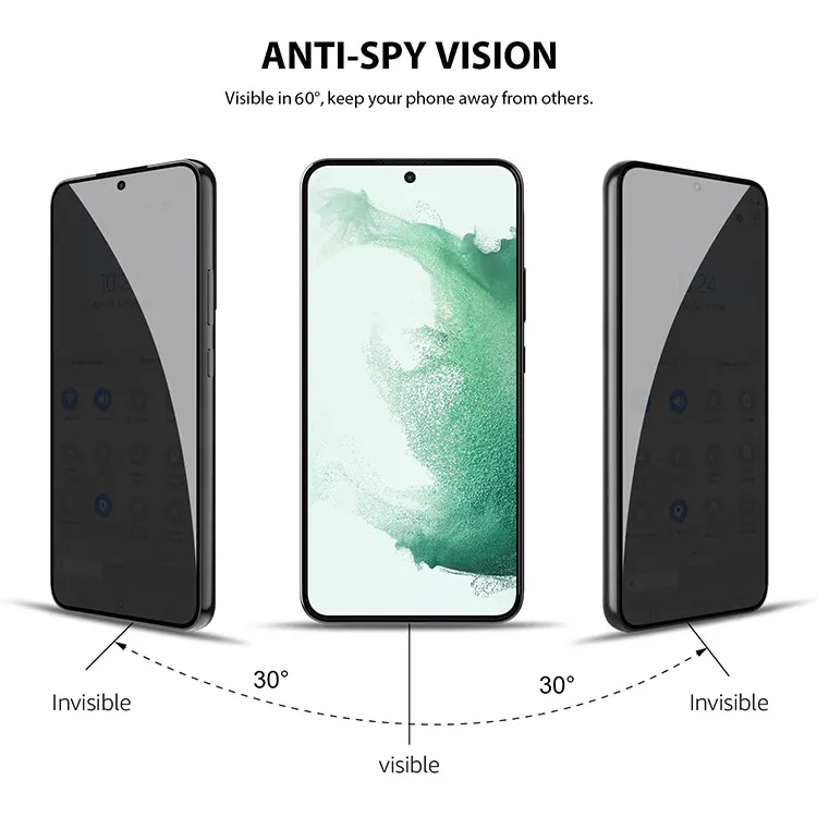 Protecteurs d'écran en verre trempé Anti espion 2.5D 3D 9H pour samsung s22 s21 fe S20 S23 S24 A05S films de verre de confidentialité sans bulles