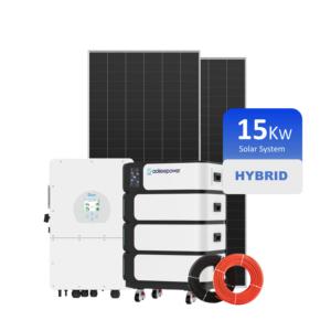 Sistema completo de energía solar para el hogar de 15 kW, panel solar de silicio monocristalino, controlador MPPT PWM, iones de litio, plomo y ácido, fuera de la red - Product Image 1