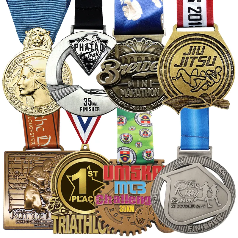 Suvenir pribadi Logo lari sepak bola Karate sepak bola 3D gelang trofi emas kosong pita penghargaan olahraga logam medali kustom