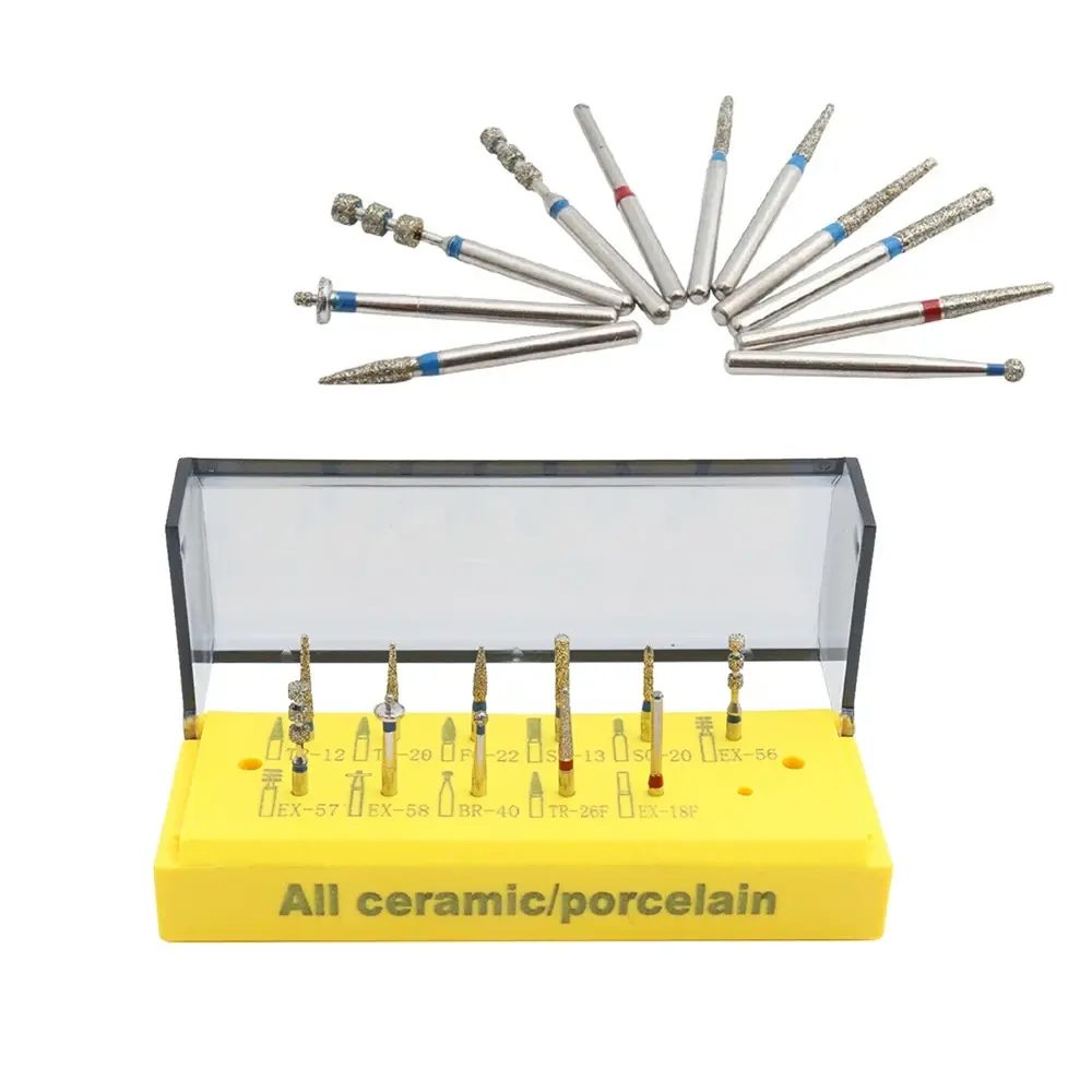치과 다이아몬드 버 드릴 세트 연마 연삭 크라운 준비 치아 베니어 다이아 1.6mm 버 세트 고속 치과 버