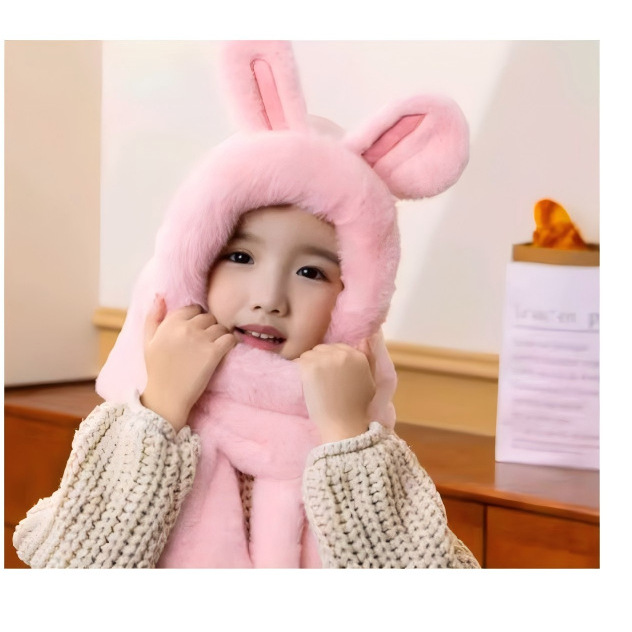 Bonnet oreilles de lapin rose pour enfant