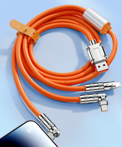 120w 1.2m 3in1 180度旋转旋转软硅橡胶通用串行总线快速充电3合1充电通用串行总线电缆 - Product Image 3