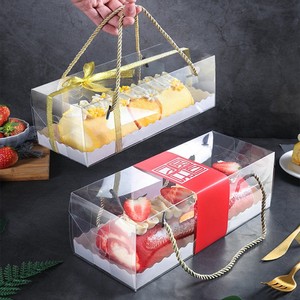 Temizle ambalaj uzun büyük isviçre rulo keki kutu özel baskılı PET ekmek ambalaj tatlı ambalaj temizle pasta kutusu çerezler için - Product Image 1