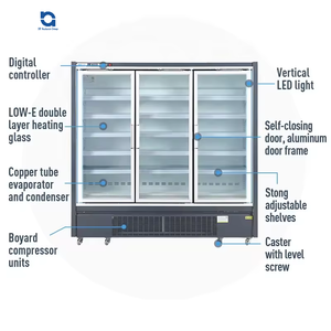 Thương mại 3 cửa kính dọc tủ đông Showcase hiển thị thẳng đứng mát cho bánh Ice Cream vitrine tủ lạnh - Product Image 3