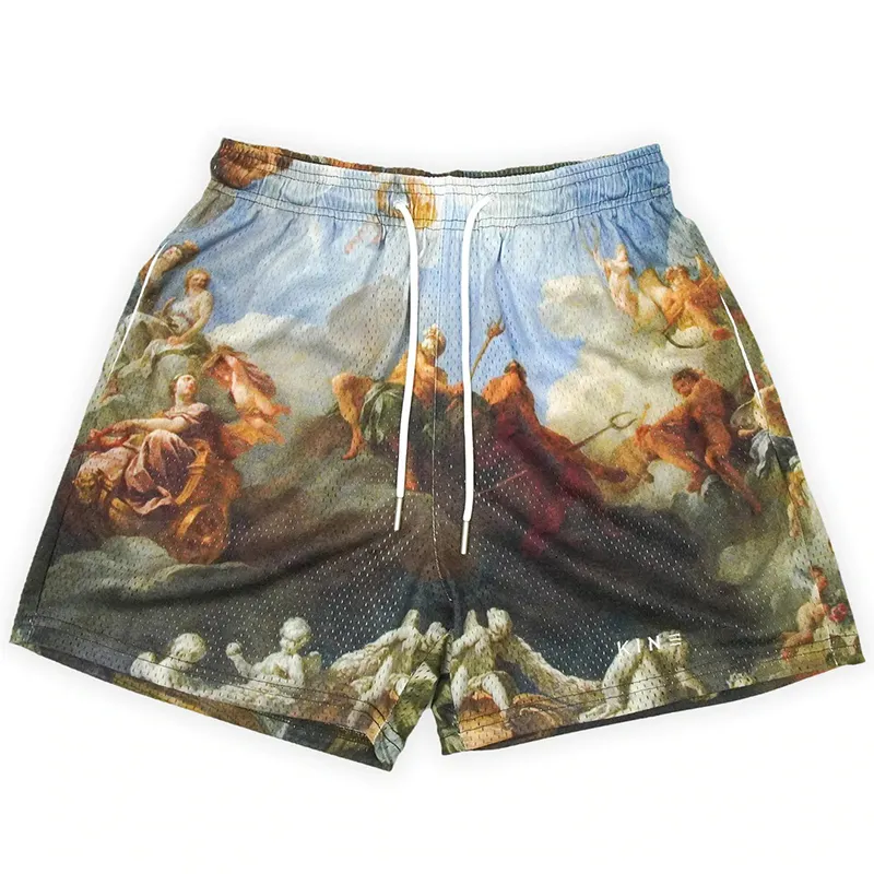 Fabricant de shorts en maille personnalisés pour hommes Impression Dtg par sublimation Polyester Entrejambe de 5 pouces Short en maille de gymnastique pour hommes