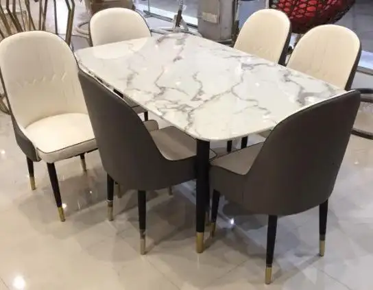 Factory Directly Sale Cheap Dining Table Classic Rectangle Dining Table White Black Marble Dining Table