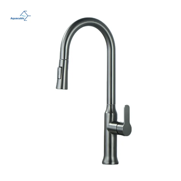 Fashion Pull Down Water Tap Silicone Sprayer Sink Faucets Pull Out gunmetal gray Kitchen Faucet