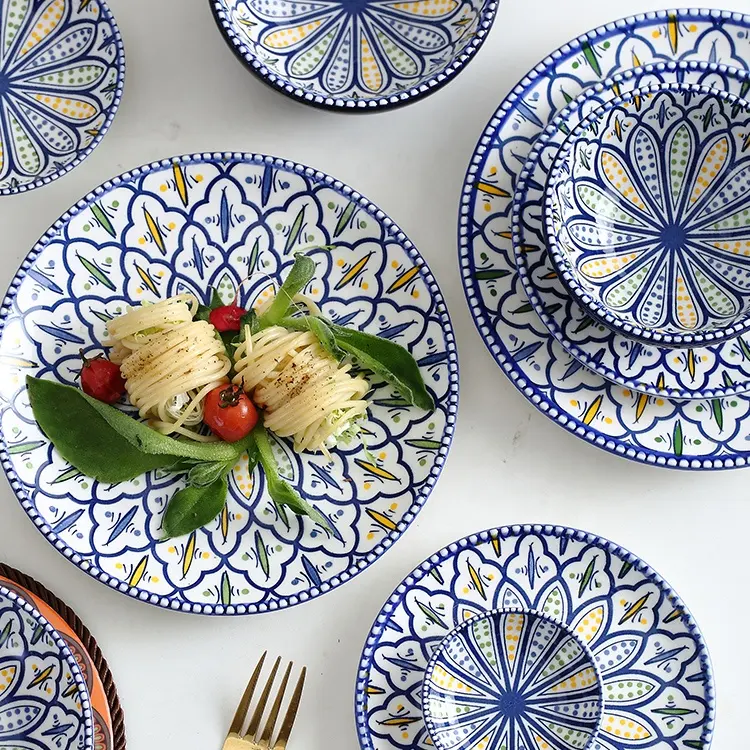 Della boemia di Stile Per La Casa Creativo di Ceramica Ciotola Set Da Tavola Piatto Piatto Piatto di Combinazione di Stile Europeo