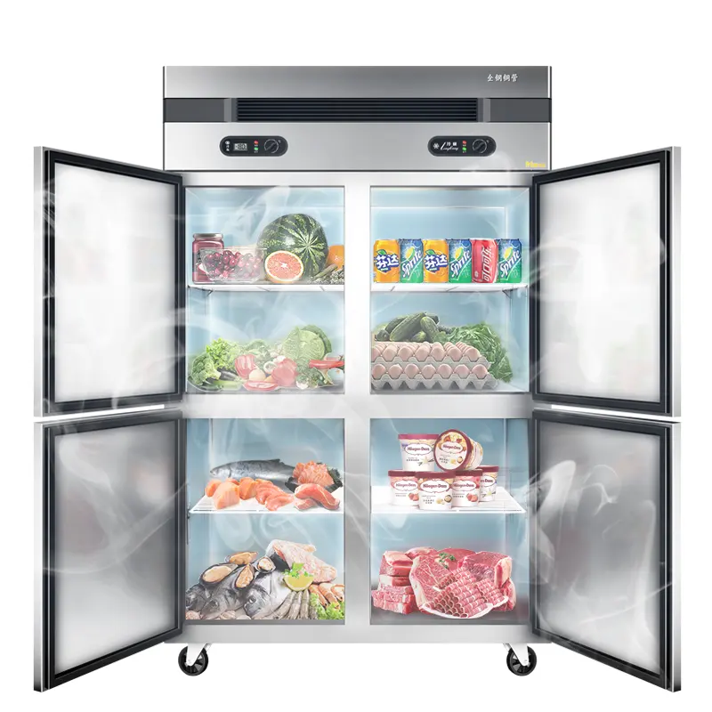 Portata combinata del frigorifero e del congelatore commerciale verticale senza gelo di grande capacità 1000L in frigorifero per la cucina del ristorante
