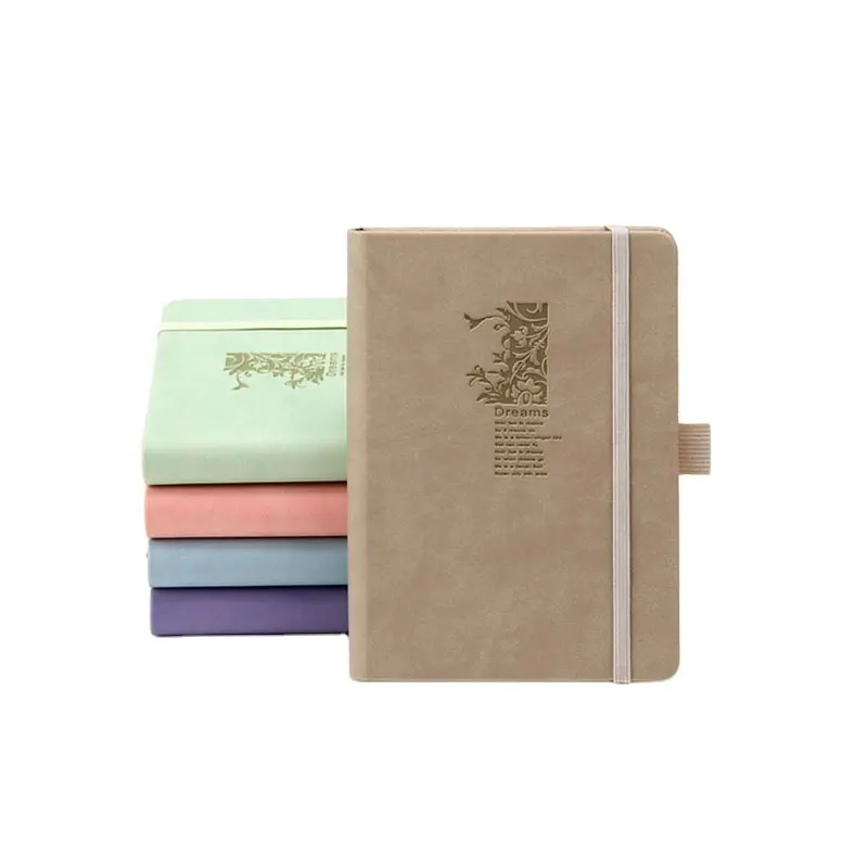 Commercio all'ingrosso A5 A6 Colorful custom logo duro della copertura In Pelle Ufficiale Notebook con fascia elastica