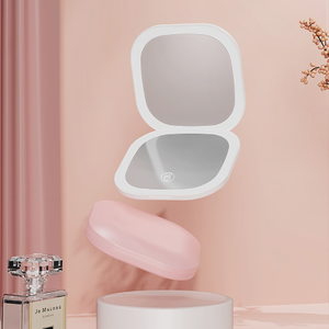 小型方形发光二极管发光矩形化妆镜手持式可折叠化妆镜 - Product Image 4