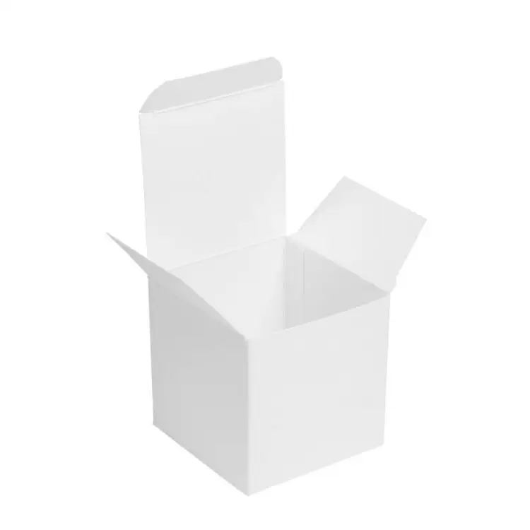 Embalaje de productos personalizados, caja blanca pequeña, de papel blanco liso, venta al por mayor