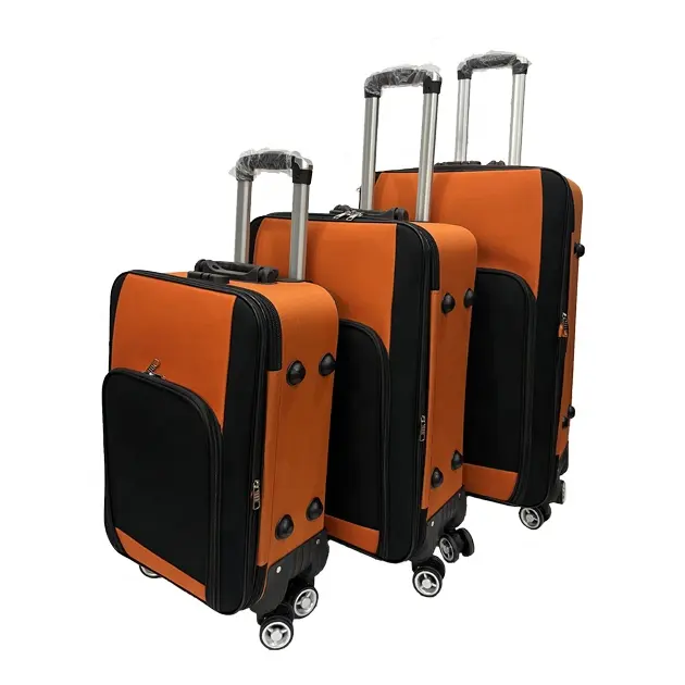 Fabricantes de envio rápido contraste mala de cor 3pcs conjunto de tecido macio 32 polegadas mala de bagagem
