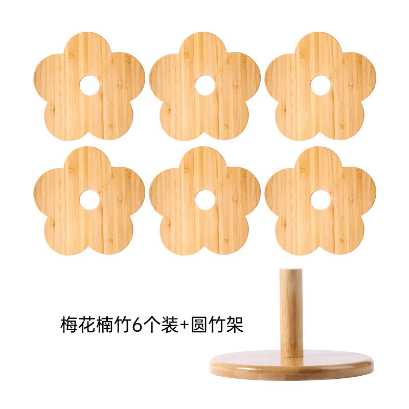 Bambou fleur de prunier (6 pièces) + support rond en bambou