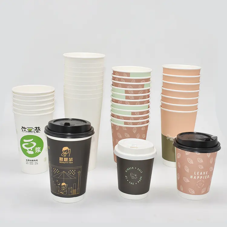 Ökologisch bedruckter 12 Unzen Eis Einweggetränke Design Dessert doppelwandige Stellen Stellen Gelee-Kaffee-Papierverpackungsbecher für Kälte